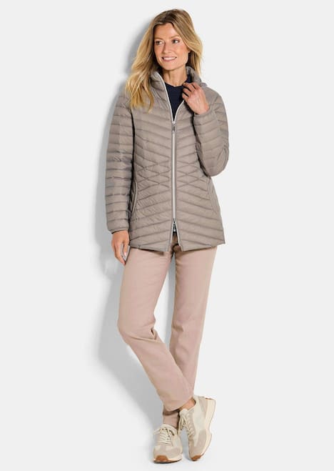 Herbstjacke mit Daunen, Stehkragen