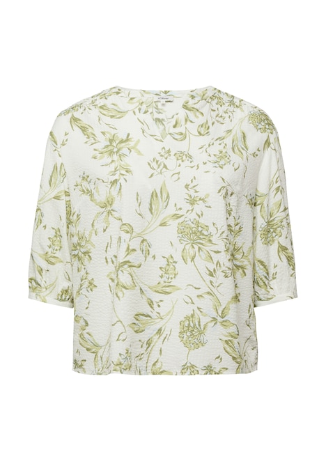 Bluse aus Seersucker mit Raffungen