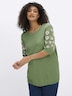 Kurzarm-Pullover Kurzarmpullover mit Blumenstickereien Kurzarm