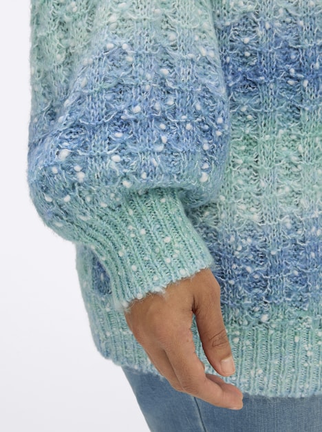 Langarm-Pullover Ajourpullover mit Blockstreifen Langarm Ohne Kragen