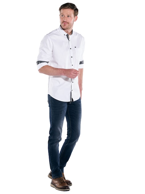 Herren Langarm-Hemd uni , Reinweiss