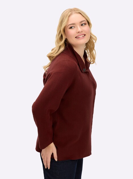 Strickjacke Langarm Milanorib Meliert Stehkragen