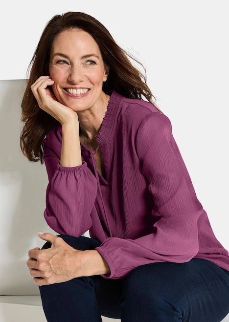 GOLDNER Blouse Chiffon blouse met vrouwelijke halslijn