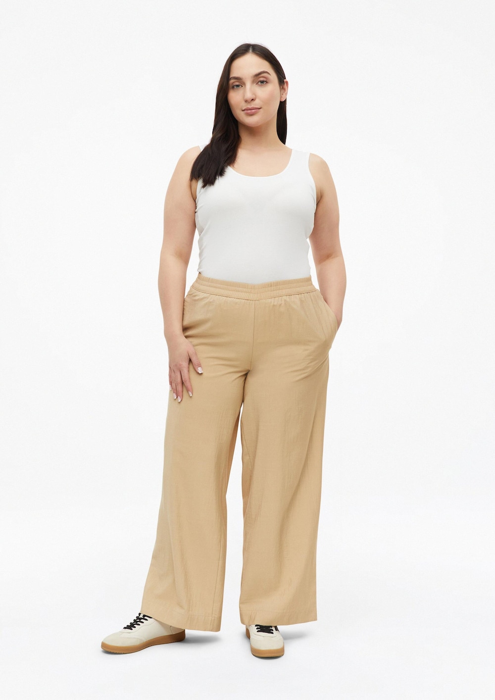 Leichte Wide Leg Hose mit Elastikbund