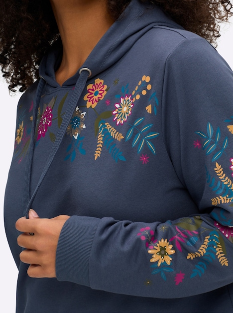 Sweatshirt Sweatshirt mit floralem Druck Langarm Print Kapuzenkragen