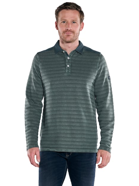 engbers Herren Langarm-Shirt mit Polo-Kragen , Petrolgruen