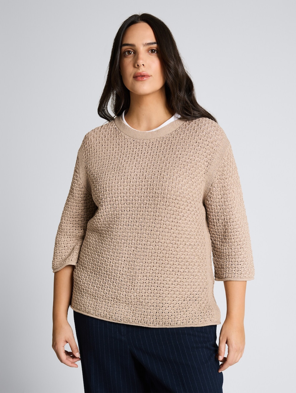 Tom Tailor Women PLUS Pullover & Strickjacken Plus Size - Loose Fit Strickpullover mit Lochmuster