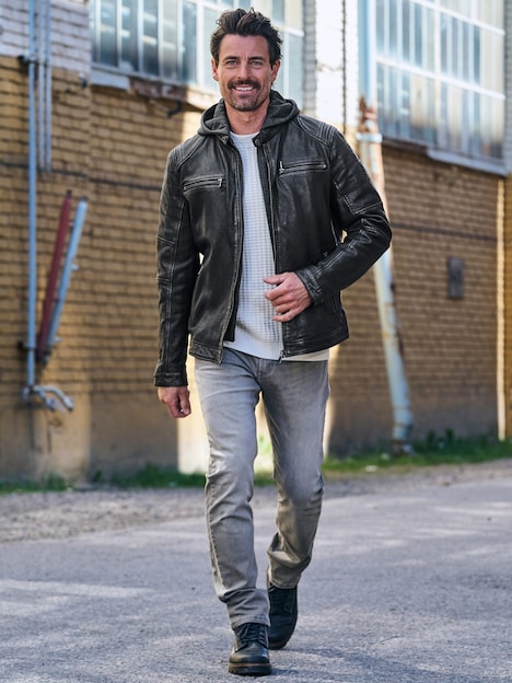 Herren Lederjacke , Schwarzbraun
