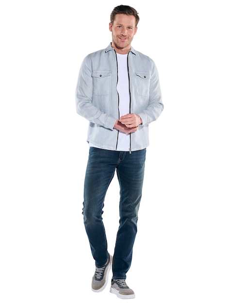 Herren Leinen Overshirt mit Zipper , Hellblau