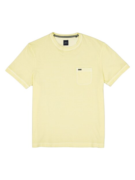 Herren Rundhals T-Shirt mit Brusttasche , Gelb