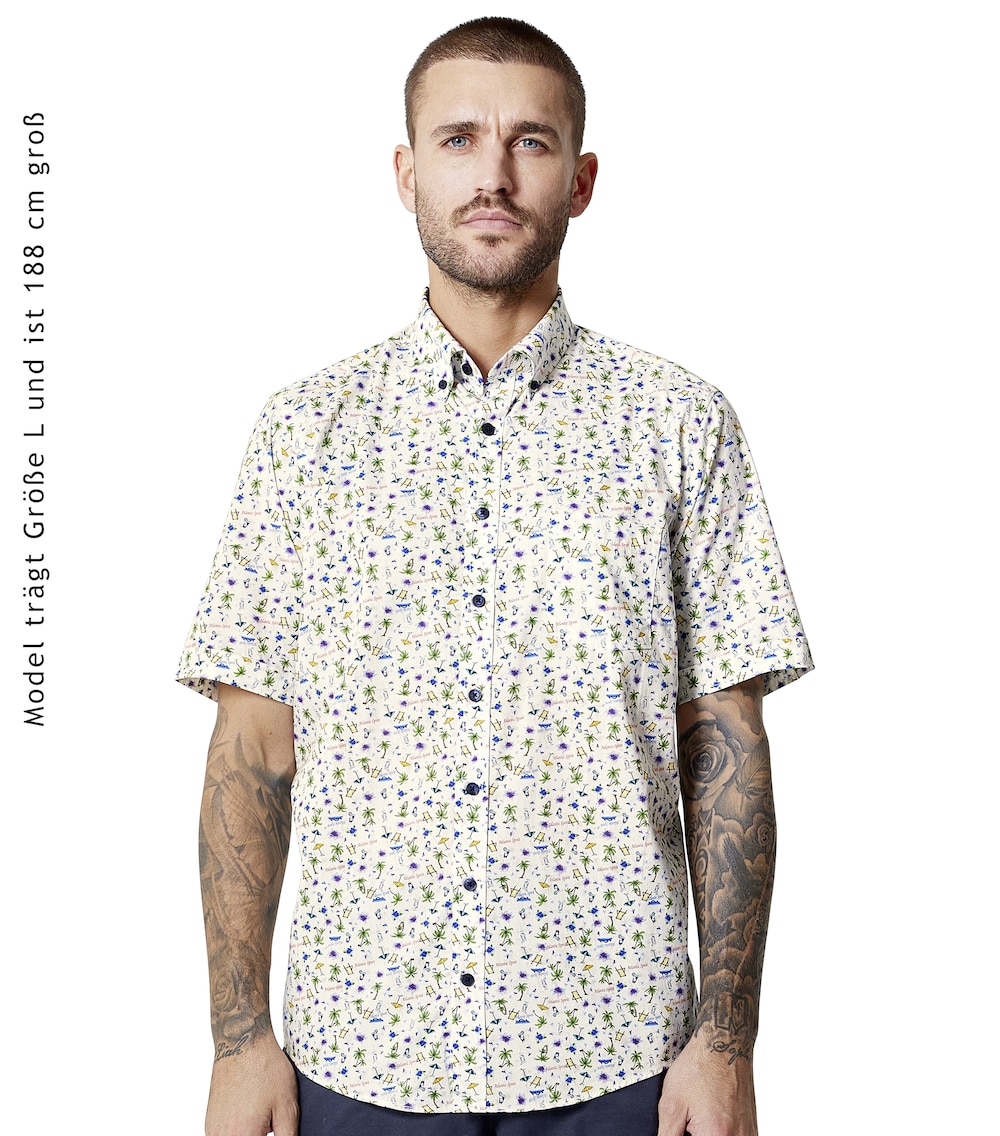 CASAMODA Freizeithemd Kurzarm Print Casual Fit