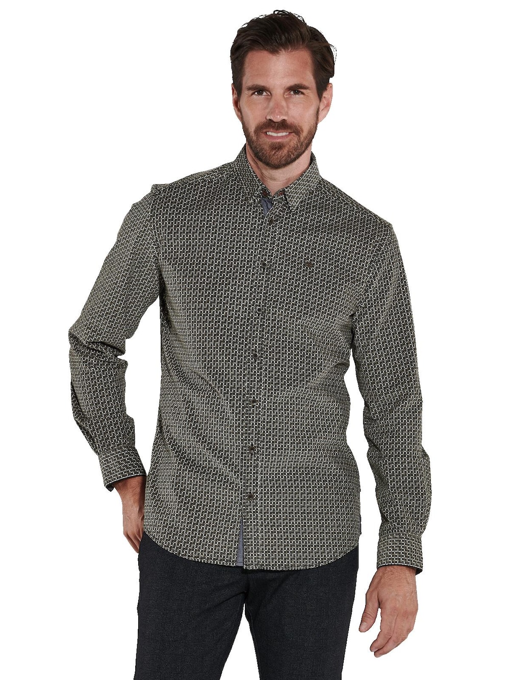 engbers Herren Langarm-Hemd aus Baby-Cord , Khaki