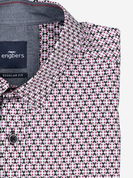 engbers Herren Langarm-Hemd gemustert , Magenta