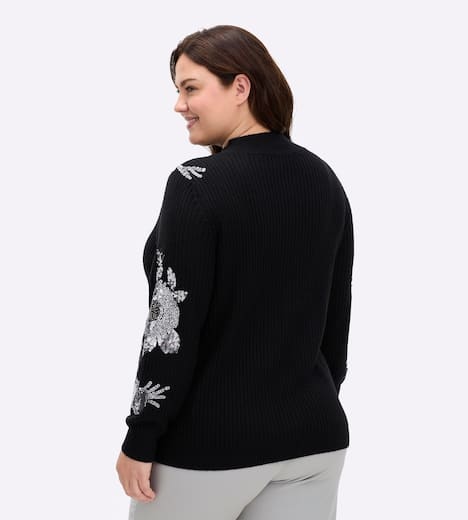 Pullover Langarm Rippoptik Stehkragen