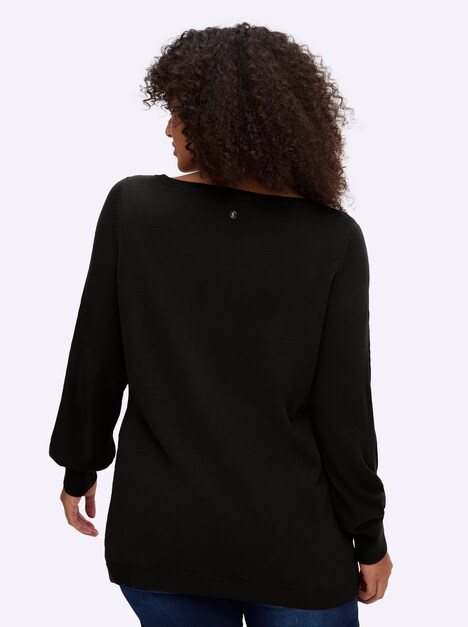 Pullover Langarm Jersey Uni Ohne Kragen