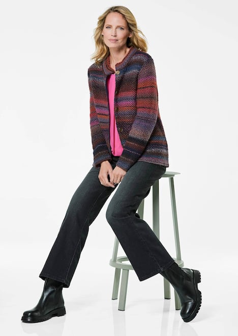 Multicolor Woll-Jacke mit Stehkragen