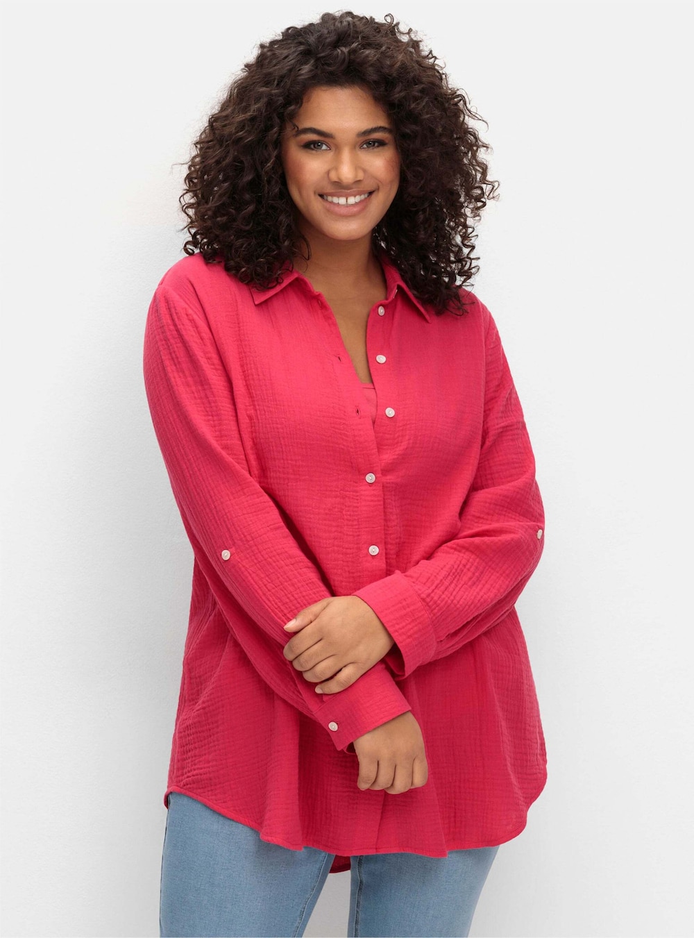 Hemdbluse Langarm Uni Hemdkragen