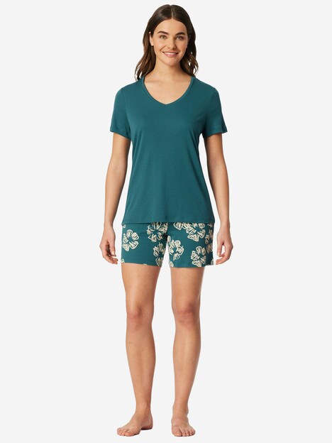 Schiesser Damen Pyjama Modern grün