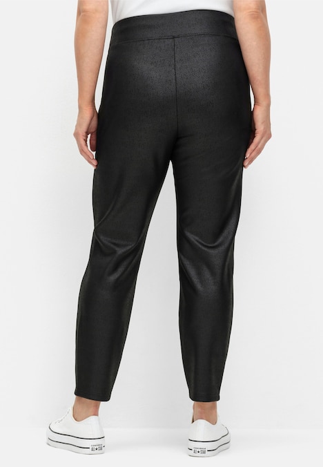 Leggings Leggings in Schimmer-Leder-Optik Rundumdehnbund Uni