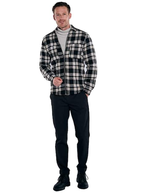 engbers Herren Overshirt kariert , Schwarz