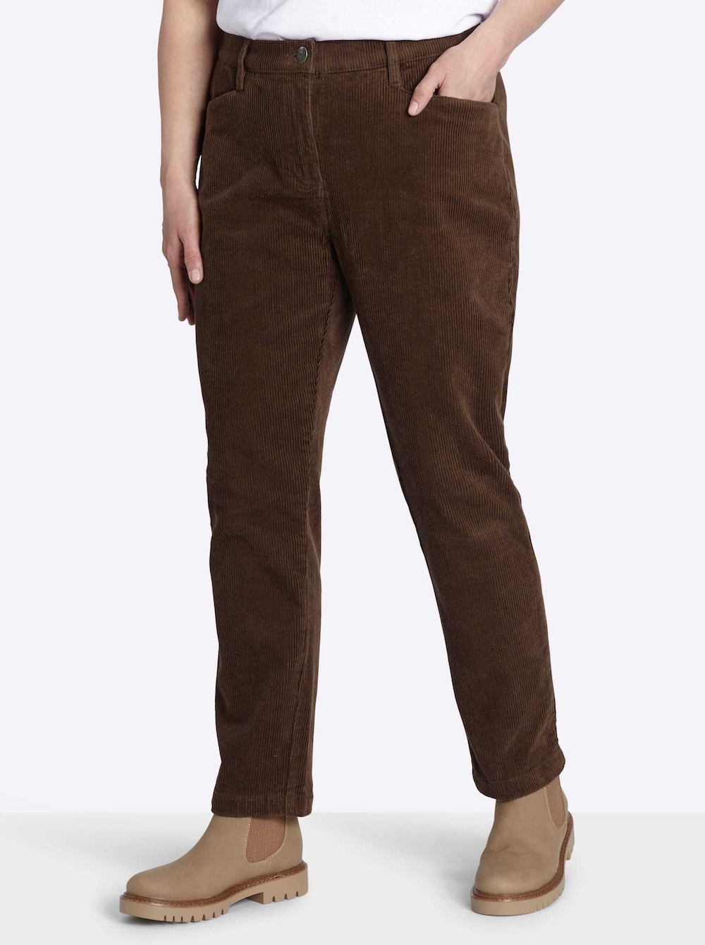 Cord-Hose Cordhose mit schmalem Bein normal Elastische Einsätze