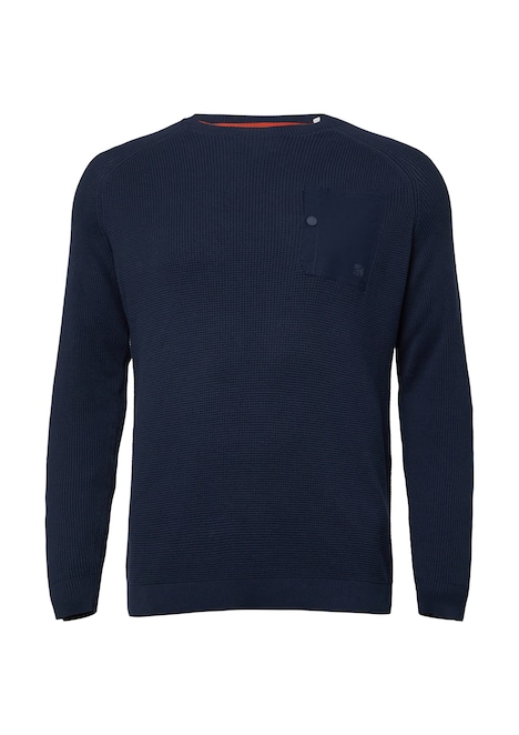 Baumwoll-Pullover mit aufgesetzter Brusttasche