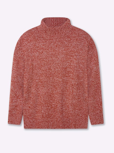 Pullover Langarm Jersey Meliert Stehkragen