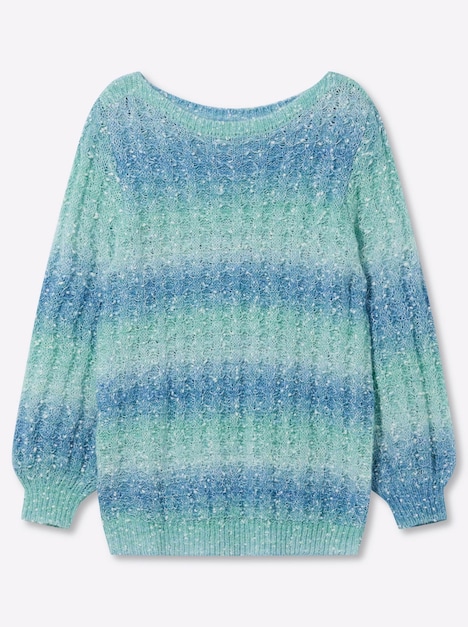 Langarm-Pullover Ajourpullover mit Blockstreifen Langarm Ohne Kragen