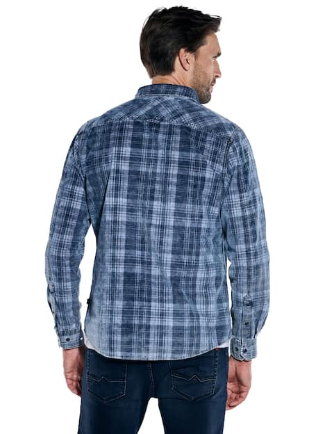 engbers Herren Langarm-Hemd kariert , Indigoblau