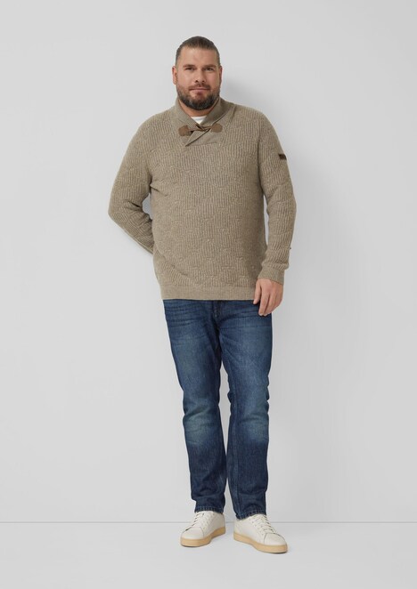 Wollmix-Pullover mit Schalkragen und Struktur