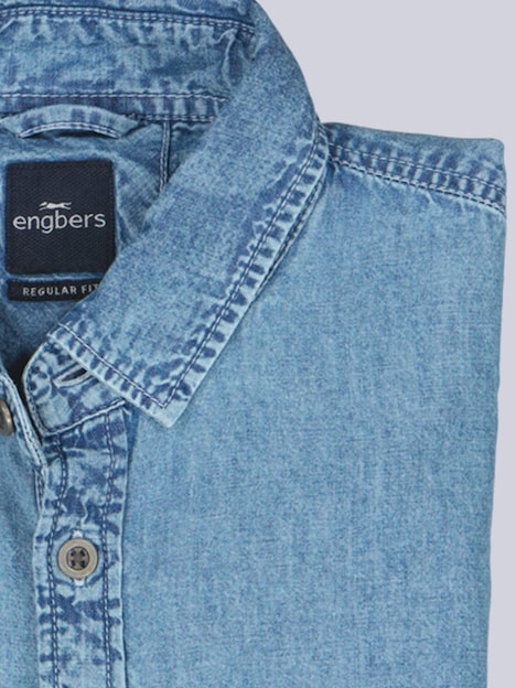 Herren Jeanshemd mit Brusttasche , Indigoblau