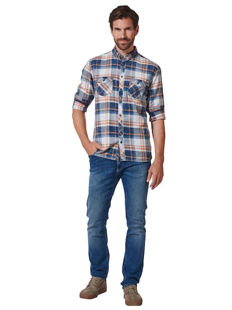 engbers Herren Langarm-Hemd kariert , Dunkelorange