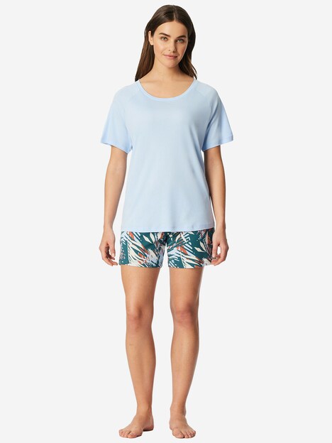 Schiesser Damen Pyjama Modern hellblau