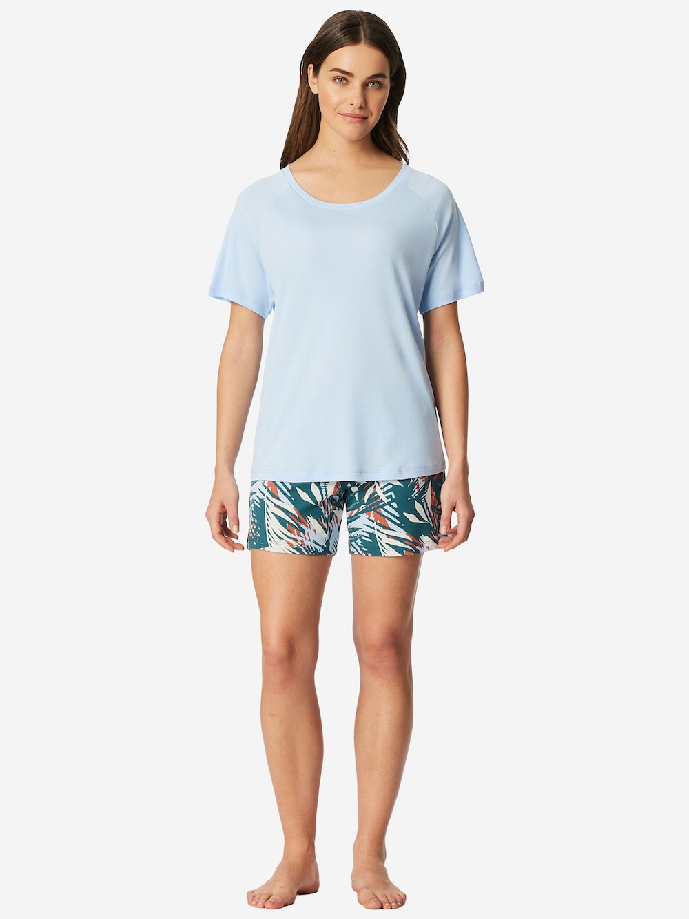 Schiesser Damen Pyjama Modern hellblau