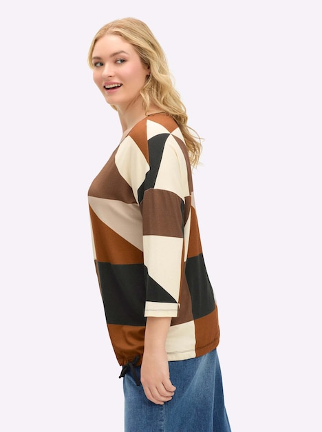 Shirt Langarm Mehrfarbig Ohne Kragen