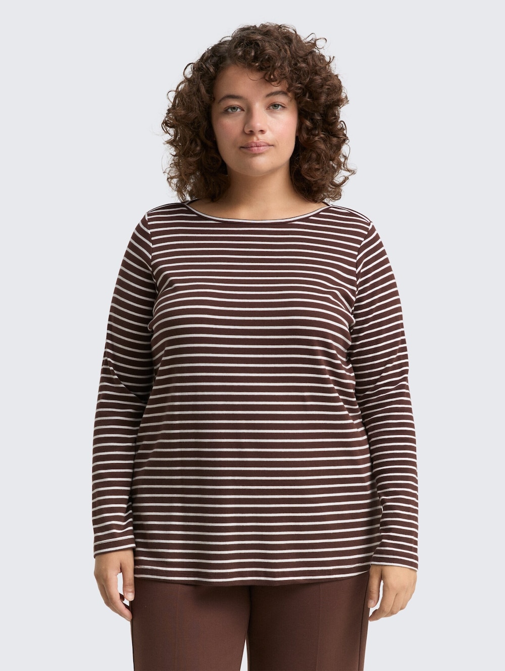 Tom Tailor Women PLUS T-Shirt Plus Size - Langarmshirt mit Streifenmuster