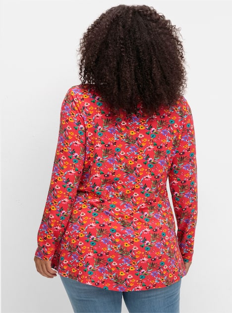 Longshirt Langarm Sonstiges Muster Ohne Kragen