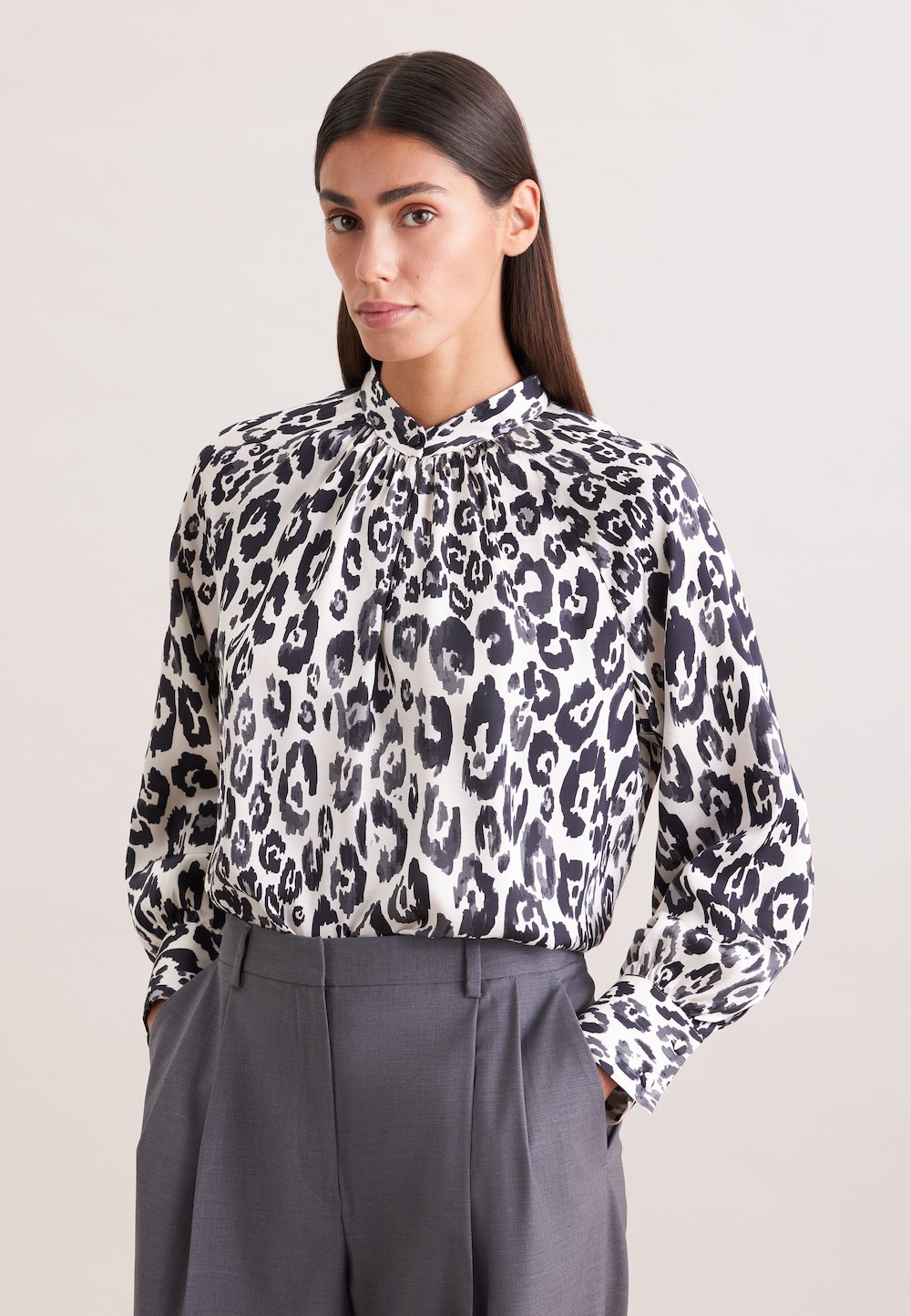 Damen Stehkragenbluse - Druck