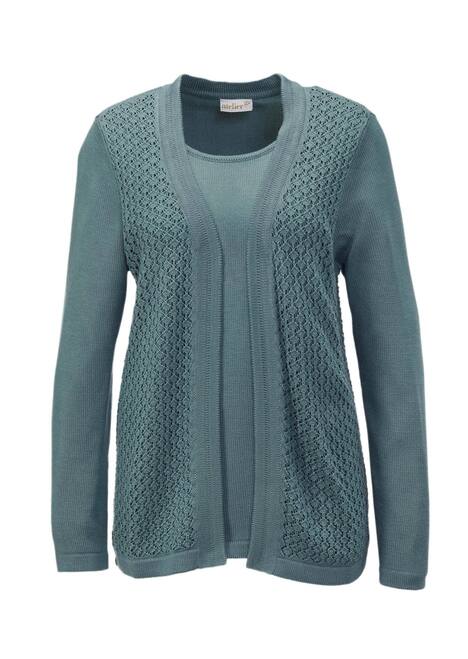 Pullover in Twinsetoptik mit feinem Ajour