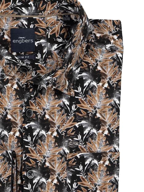engbers Herren Langarm-Hemd gemustert , Braun