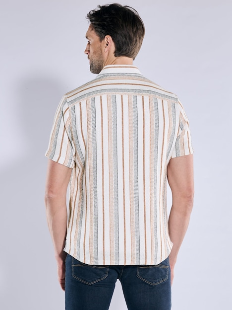 Herren Kurzarm-Hemd gestreift , Rostorange