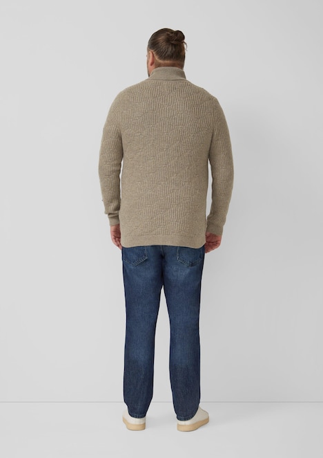 Wollmix-Pullover mit Schalkragen und Struktur