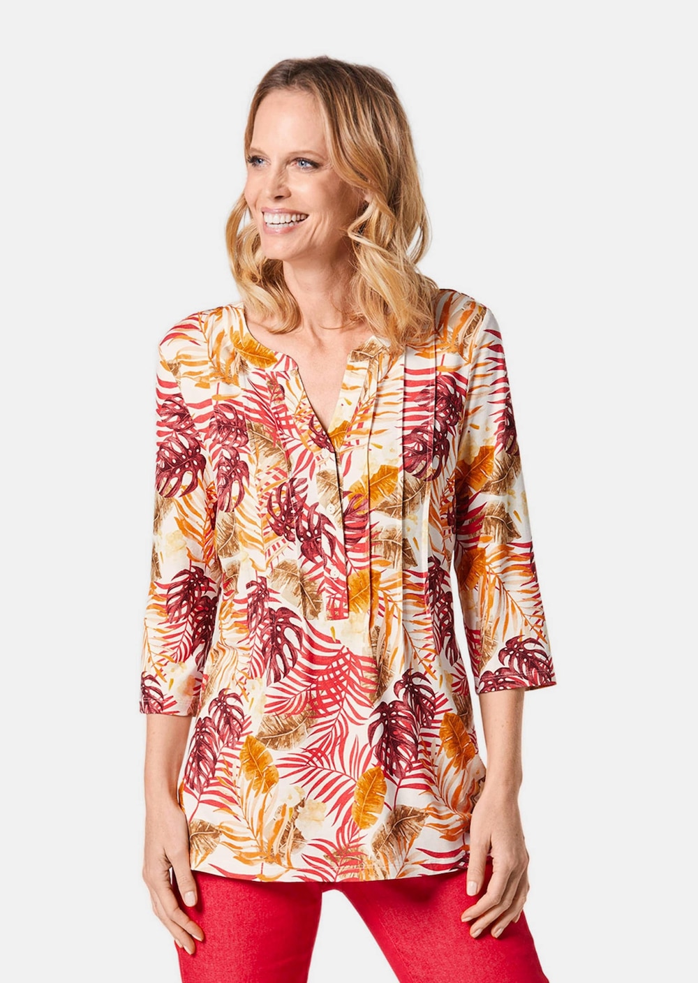 Figurschmeichelndes Drucktunika-Shirt