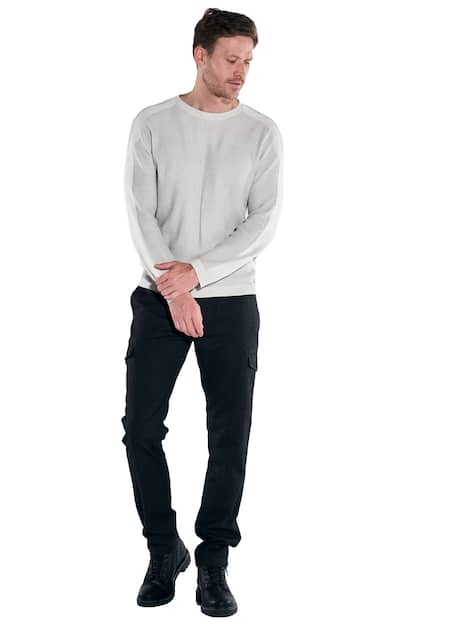 engbers Herren Pullover strukturiert , Hellgrau