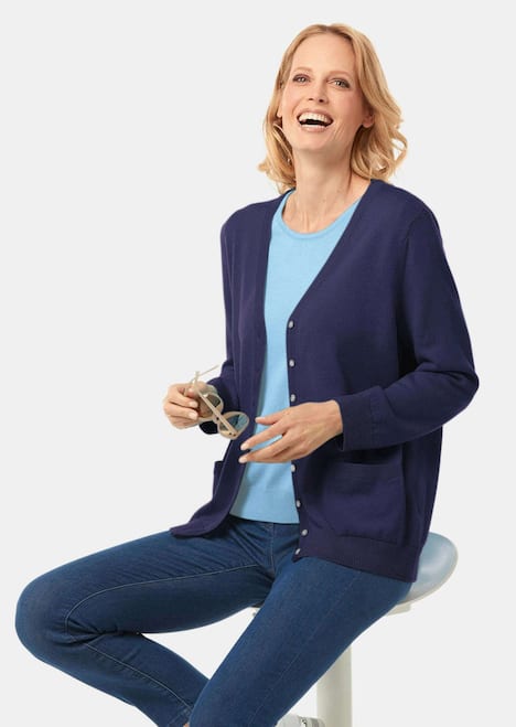 Uni Merino-Cardigan Langarm