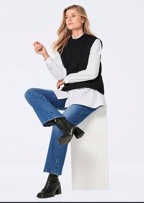 Edler Rippstrick Pullunder, Stehkragen