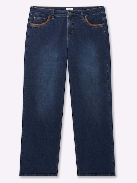 Jeans Jeans mit weitem Bein und Paspelierung Formbund Uni