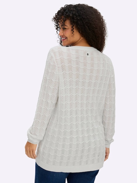 Pullover Langarm Ajour Ohne Kragen