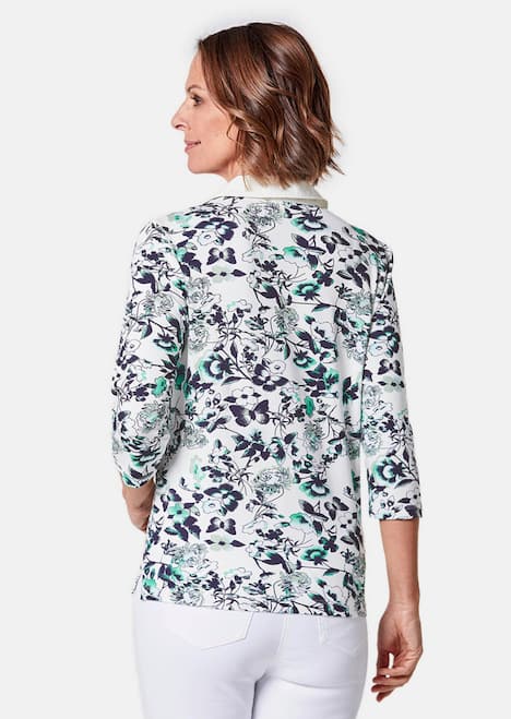 Druckpoloshirt mit weißem Kontrastkragen