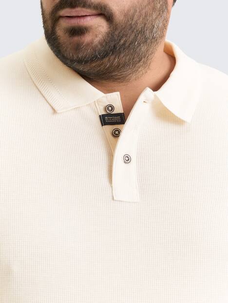 Langarm Poloshirt mit Waffelstruktur